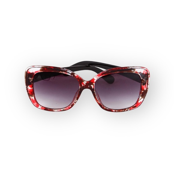 new ☀︎︎ Clear Flower Print Sunnies Sunglasses ☀︎︎ Black + Red Floral Print ☀︎ - Picture 2 of 14